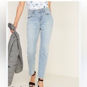 Light Wash Mid Rise Slim Straight Leg Jeans Old Navy 8